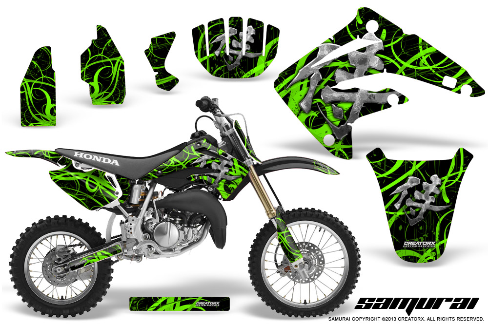 Honda CR85 03-07 Graphics Kit Samurai Green Black NP